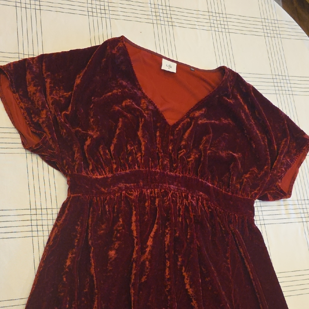 CAbi Burgundy Velvet Midi Dress - Picture 3 of 8